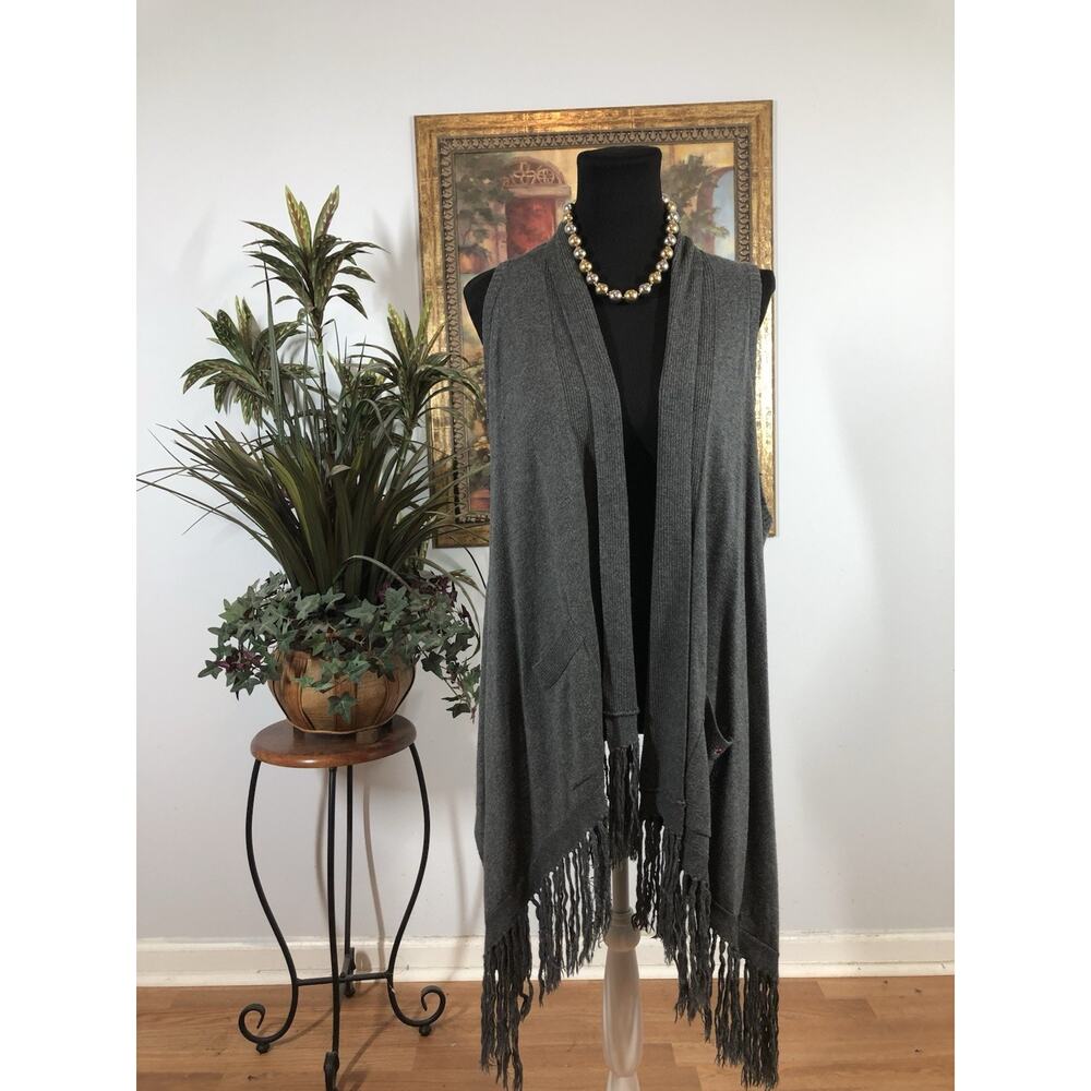 Hollister Cozy‎ Baby Women Cardigan Sweater Gray Shawl Knit Y2K Artsy Lagenlook